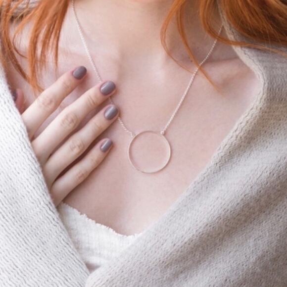 Lele Sadoughi Circular Necklace Circle Silver tone chain Modern Contemporary - Picture 1 of 8